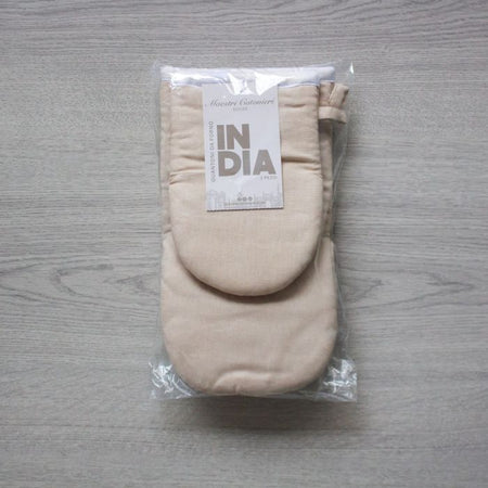 Maestri Cotonieri Set 2 Guanti da Forno India in Cotone con Bordo Bianco