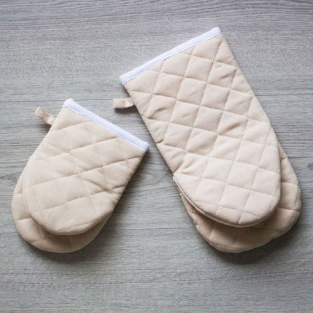 Maestri Cotonieri Set 2 Guanti da Forno India in Cotone con Bordo Bianco