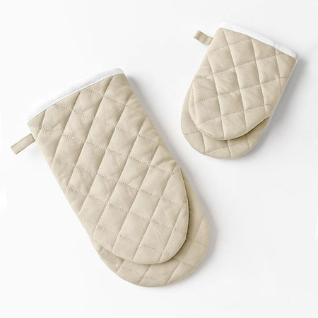 Maestri Cotonieri Set 2 Guanti da Forno India in Cotone con Bordo Bianco