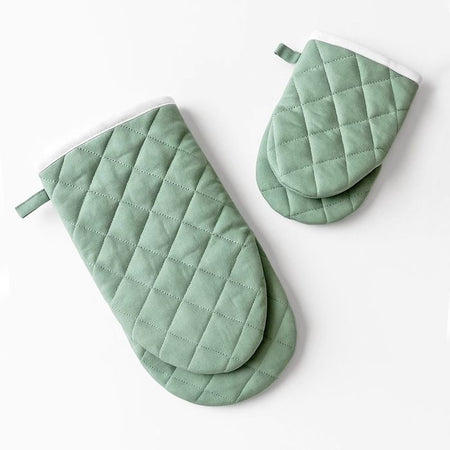 Maestri Cotonieri Set 2 Guanti da Forno India in Cotone con Bordo Bianco