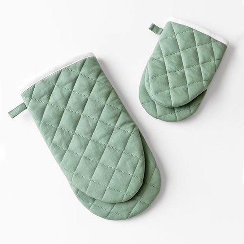 Maestri Cotonieri Set 2 Guanti da Forno India in Cotone con Bordo Bianco