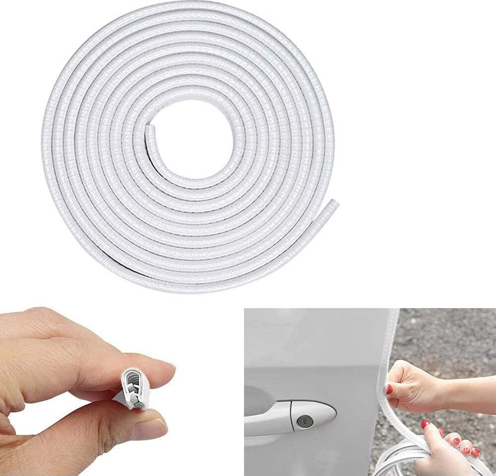 Paracolpi Porta CTRICALVER Guarnizione Paracolpi Per Auto - Striscia Protettiva Per Bordo Portiera, 3 M, Colore Bianco Nastro Adesivo Auto