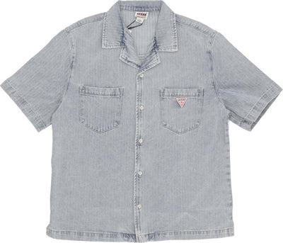 GUESS-ORIGINALS-Camicia-Manica-Corta-Uomo-Go-Herringbone-Denim-Shirt-Go-Vintage-Herringbo-da-uomo