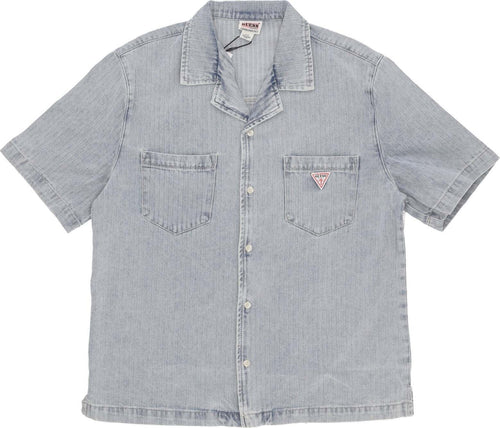 GUESS-ORIGINALS-Camicia-Manica-Corta-Uomo-Go-Herringbone-Denim-Shirt-Go-Vintage-Herringbo-da-uomo