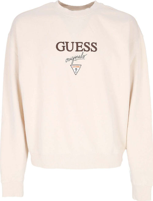 GUESS-ORIGINALS-Felpa-Girocollo-Uomo-Go-Baker-Logo-Crewneck-Sandy-Shore-Multi-da-uomo