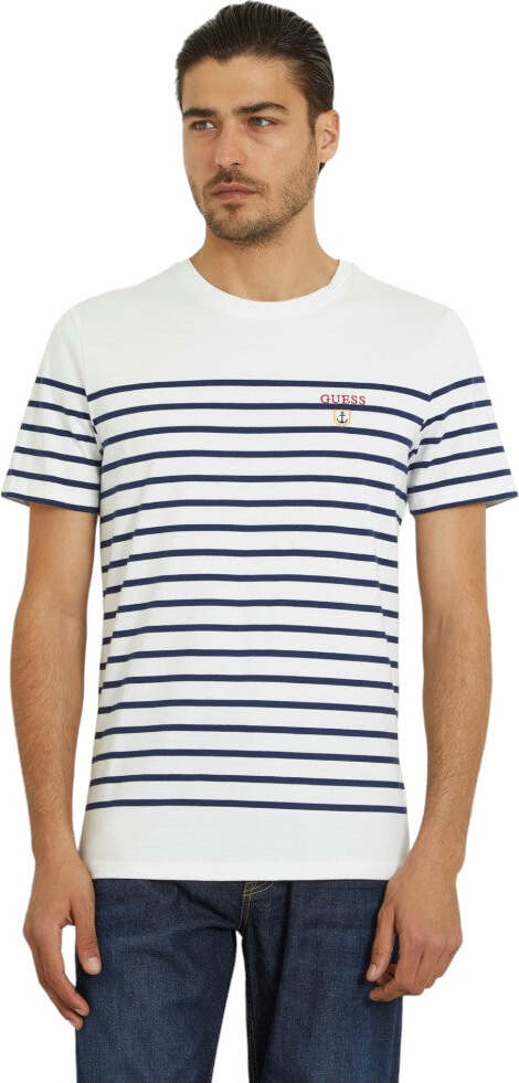 Guess-t-shirt-bianca-blu-a-righe-M4GI33-KC6X1