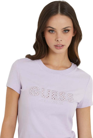 Guess-t-shirt-lilla-logo-strass-Sangallo-W4GI14-J1314