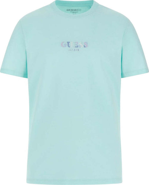 Guess-t-shirt-verde-acqua-logo-ricamato-M4GI92-I3Z14