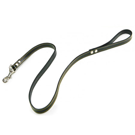Guinzaglio in doppio cuoio cucito 50 cm con moschettone in metallo