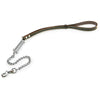 Guinzaglio con catena ed ammortizzatore in doppio cuoio cucito 70 cm