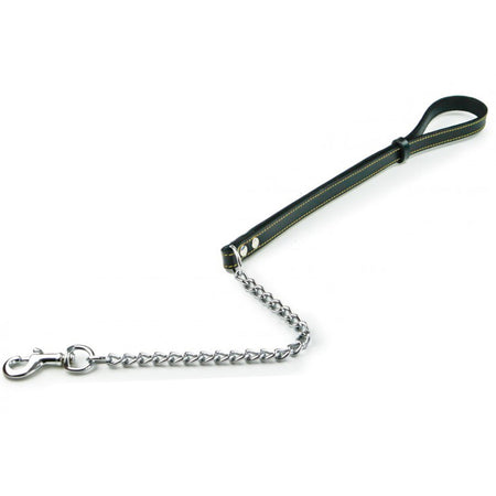 Guinzaglio con catena in doppio cuoio cucito 85 cm