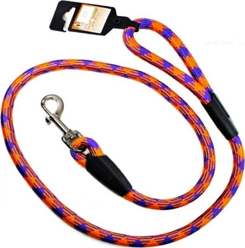 Guinzaglio-In-Corda-Nylon-Per-Cani-Lunghezza-125cm-Arancione-Blu-Viola