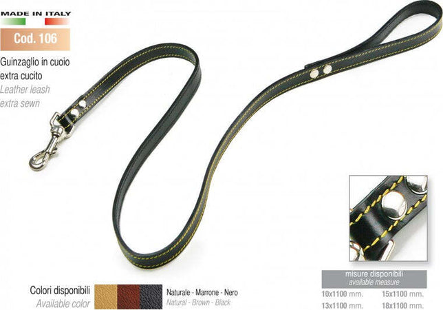 Guinzaglio in doppio cuoio cucito 50 cm con moschettone in metallo Prodotti per animali domestici/Cani/Collari imbracature e guinzagli/Guinzagli/Guinzagli base La Zappa - Altamura, Commerciovirtuoso.it