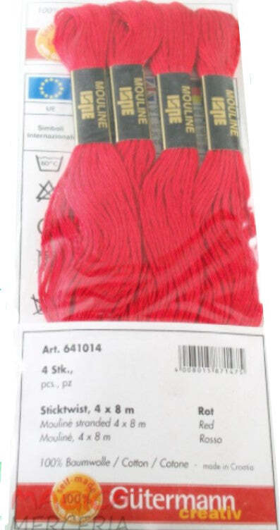 GUTERMANN---FILO-PER-RICAMO---4x8mt---SET-MOULINE-COLORE-ROSSO