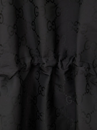 Gucci Mantella Nera con Logo Web e Stampa Monogramma GG da uomo