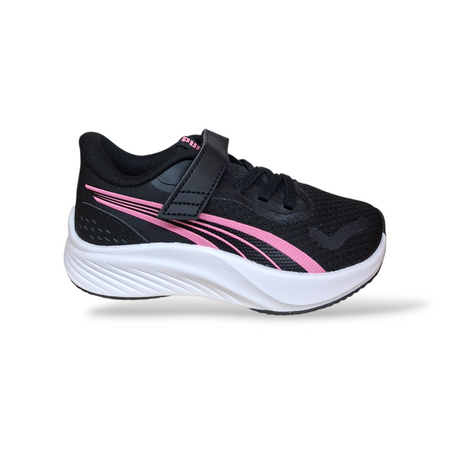 Puma Pounce Lite Sneakers Bambina Nero Fucsia – Leggere con Velcro | Taglie 20-35