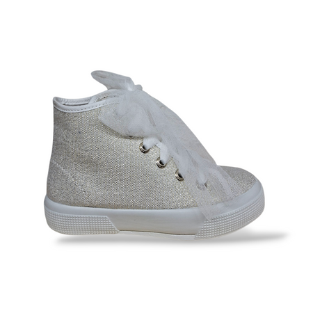Sneakers Bambina Bianco Glitter VUL-LADI con Lacci Intercambiabili – Scarpe Cerimonia Damigella Taglie 24-39