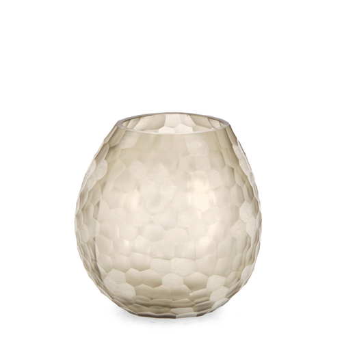 Vaso sampur beige prodotto in vetro fatto a mano Ø20,5x19,5h