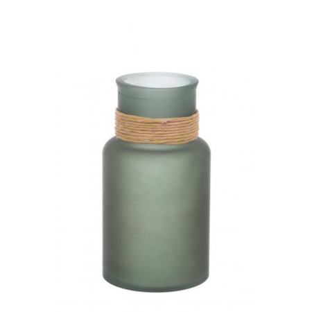 Vaso rotang tondo in vetro riciclato verde