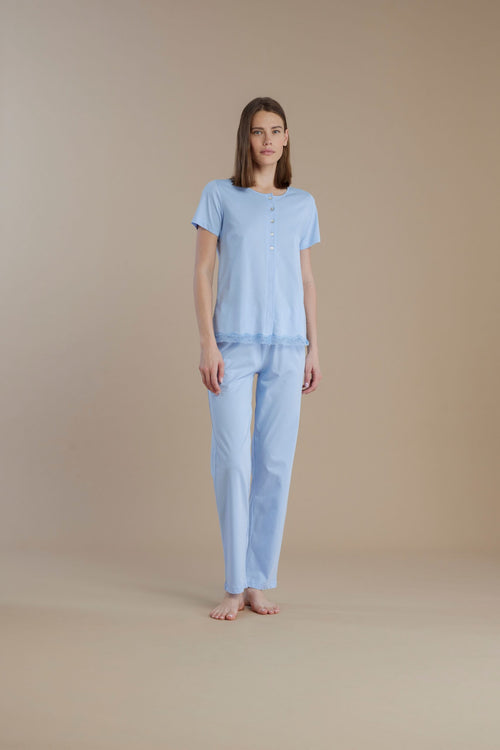 Pigiama donna mezza manica pantalone lungo 100% cotone – Noi di notte 9116/17