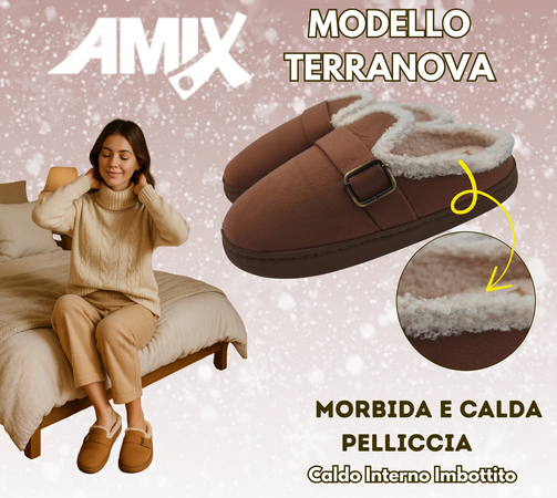 Terranova ciabatte donna invernali con pelo, calde pantofole peluche in memory foam, confort stravolgente