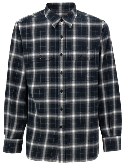 Tom Ford Camicia Western Uomo a Quadri - Blu Scuro e Bianco da uomo
