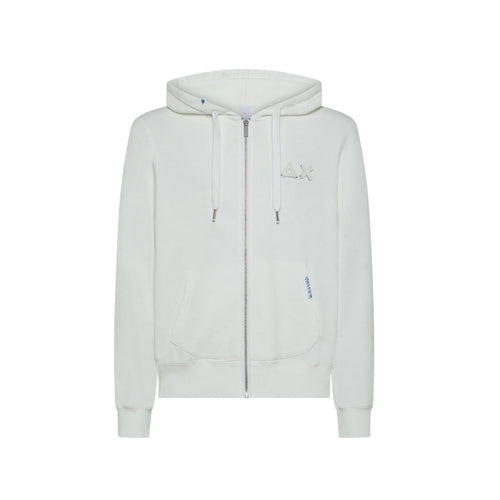 SUN68 felpe con cappuccio uomo sun68 - hoodie zip vintage broken - bianco da uomo