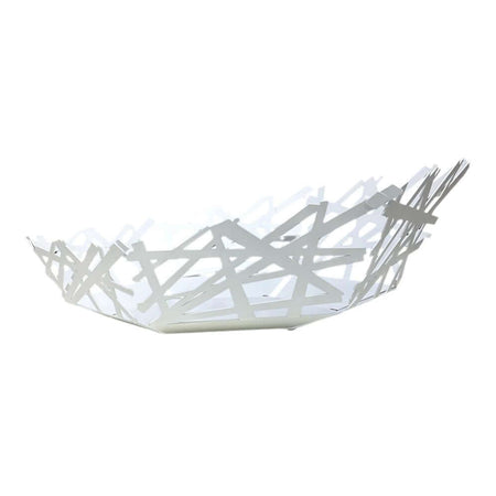 Cesto centrotavola Big Tokyo Ceart in acciaio dolce, design moderno taglio laser, 42x33x11 cm, artigianale Made in Italy, ideale come porta frutta decorativo.