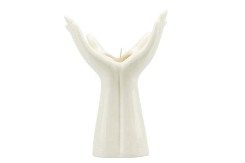 Mani in porcellana bianca con candela Matrimonio