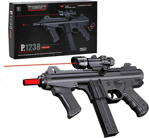 P.1238 Laser Gun Mitra Giocattolo Semi-Automatico con Puntatore Laser, Plastica, 28 cm, per Bambini 8+