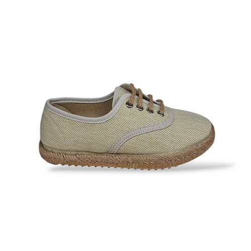 Sneakers Bambino Beige Tela VUL-LADI con Laccio Corda – Scarpe Casual Eleganti Scuola Taglie 22-36