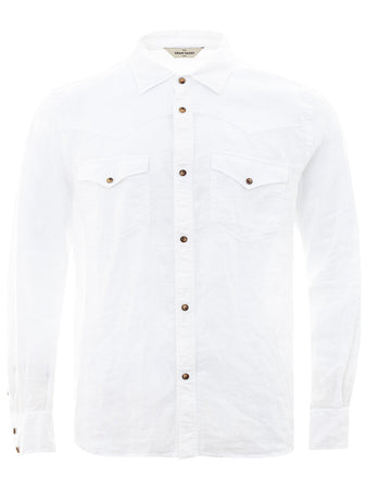 Gran Sasso Camicia Bianca in Lino da uomo