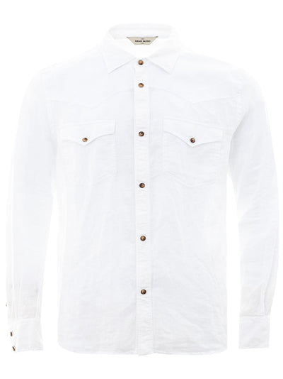 Gran Sasso Camicia Bianca in Lino da uomo
