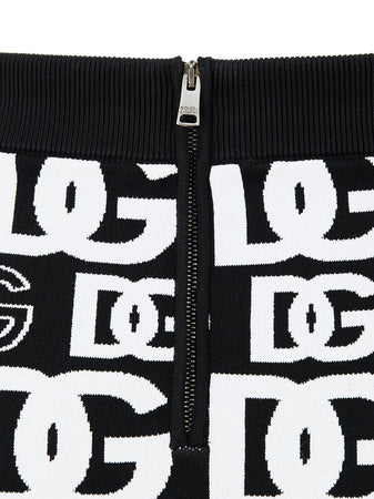 Dolce &amp; Gabbana Minigonna in Maglina Nera con Stampa Allover da donna
