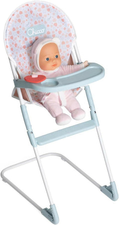 CHICCO Seggiolone per Bambole, per Bambini da 3 Anni in su, Seggiolone Giocattolo, con Struttura in Metallo e Dettagli realistici, Vassoio e Poggiapiedi in Plastica, Leggero e Facile da assemblare
