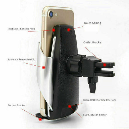 CARICABATTERIA AUTO WIFI WIRELESS SUPPORTO CELLULARE RICARICA VELOCE AUTOMATICO