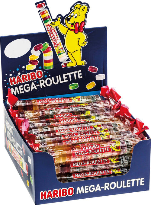 Haribo mega roulette, caramelle gommose, gusto frutta, ideali per feste - 40 pezzi da 45gr [1800gr]