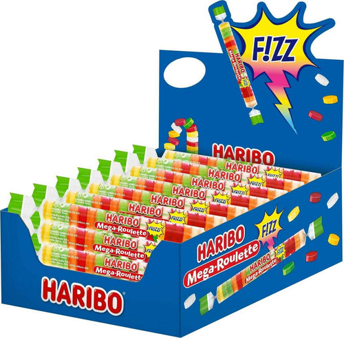haribo mega roulette fizz , caramelle gommose (consegna gratuita ), gusto frutta, ideali per feste - 40 pezzi da 45gr [1800gr]