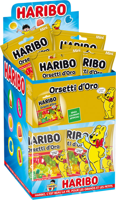 Haribo mini orsetti d'oro , caramelle gommose, gusto frutta, ideali per feste - 30 bustine da 40gr [1200gr]