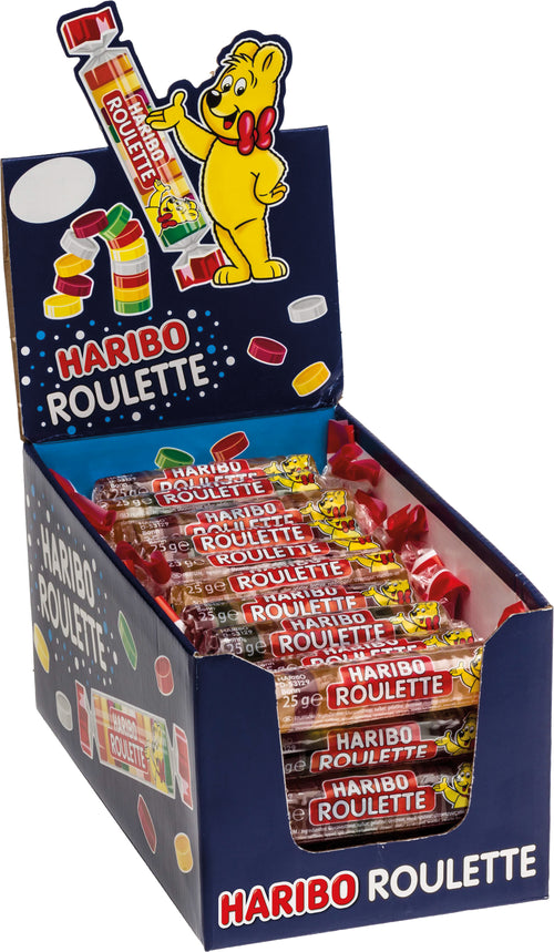 Haribo roulette , caramelle gommose, gusto frutta, ideali per feste - 50 pezzi da 25gr [1250gr]