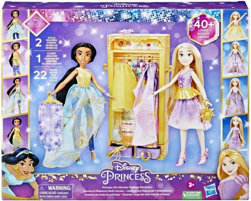 Hasbro Disney Princess, Vita Da Principessa, Guardaroba All'ultima Moda, Jasmine E Rapunzel, Giocattolo Per Bambine E Bambini Dai 3 Anni In Su, Armadio Per Bambole Con Vestiti