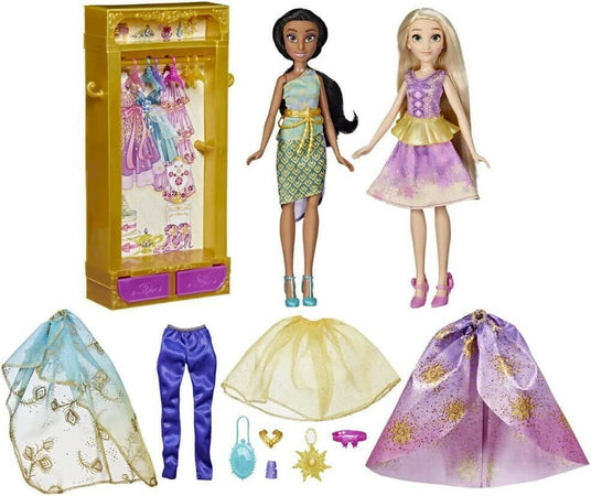 Hasbro Disney Princess, Vita Da Principessa, Guardaroba All'ultima Moda, Jasmine E Rapunzel, Giocattolo Per Bambine E Bambini Dai 3 Anni In Su, Armadio Per Bambole Con Vestiti