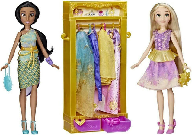Hasbro Disney Princess, Vita Da Principessa, Guardaroba All'ultima Moda, Jasmine E Rapunzel, Giocattolo Per Bambine E Bambini Dai 3 Anni In Su, Armadio Per Bambole Con Vestiti