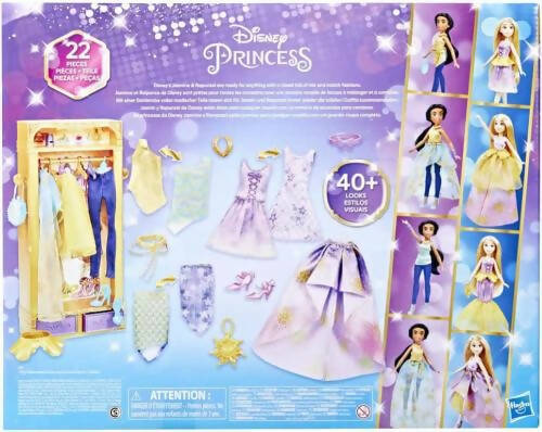 Hasbro Disney Princess, Vita Da Principessa, Guardaroba All'ultima Moda, Jasmine E Rapunzel, Giocattolo Per Bambine E Bambini Dai 3 Anni In Su, Armadio Per Bambole Con Vestiti
