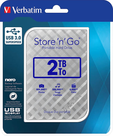 HDD Smart Disk Verbatim 2,5 2TB USB 3.0 Silver Elettronica/Informatica/Dispositivi archiviazione dati/Dispositivi archiviazione dati esterni/Hard Disk esterni Grow Up - Casoria, Commerciovirtuoso.it