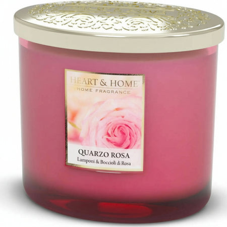 Heart&Home Candela Profumata In Cera Di Soia Quarzo Rosa- 230 gr- Fragranza Per Ambienti 40 ore Candela di Soia Tiziana non solo gioielli - Civitanova Marche, Commerciovirtuoso.it
