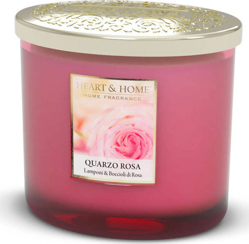 Heart&Home Candela Profumata In Cera Di Soia Quarzo Rosa- 230 gr- Fragranza Per Ambienti 40 ore Candela di Soia Tiziana non solo gioielli - Civitanova Marche, Commerciovirtuoso.it