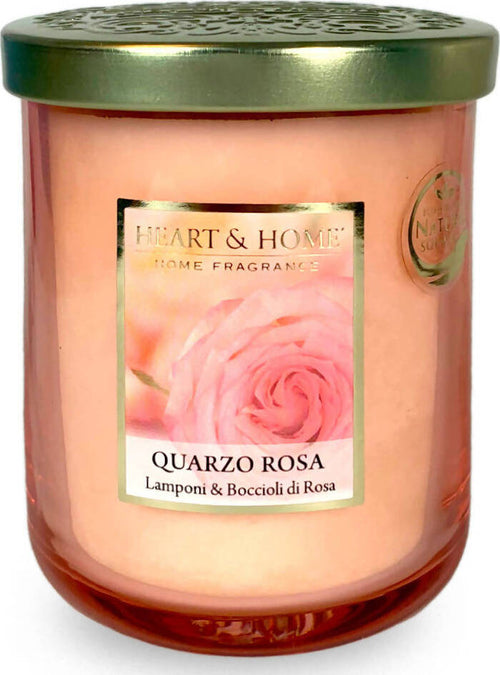 Heart&Home Candela Profumata In Cera Di Soia Quarzo Rosa- 340 gr- Fragranza Per Ambienti 75 ore Candela di Soia Tiziana non solo gioielli - Civitanova Marche, Commerciovirtuoso.it