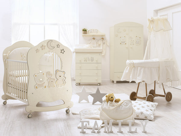 Culla NATURALE Velo Italbaby Ruota Grande Happy Family Avorio