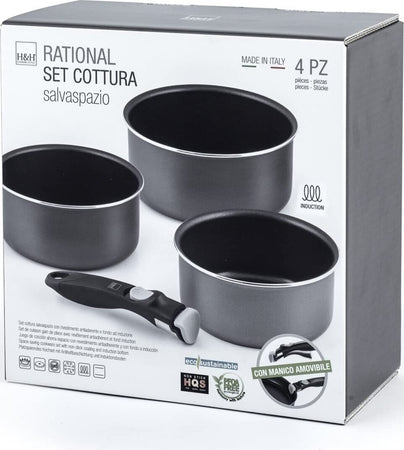 H&H---SET-4PZ-COTTURA-SALVASPAZIO-CON-MANICO-AMOVIBILE-ANTIADERENTE-E-FONDO-AD-INDUZIONE